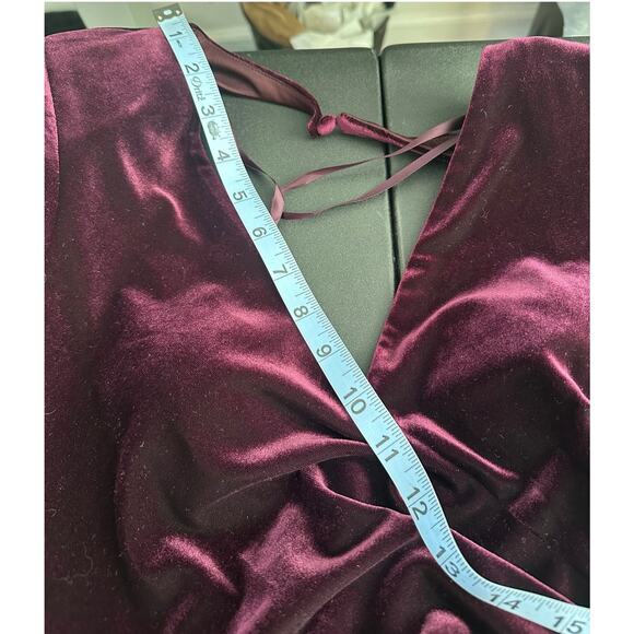 Eliza J Burgundy Cutout Vamp Wedding Guest Velvet Formal Maxi Gown Dress Size 6 - Picture 10 of 12